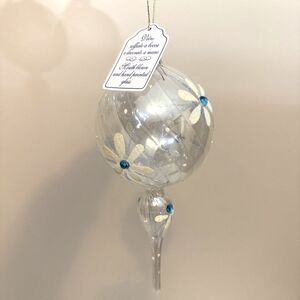 Italian Art Glass Mouth Blown Hand Painted Rhinestone Icicle Christmas Ornament